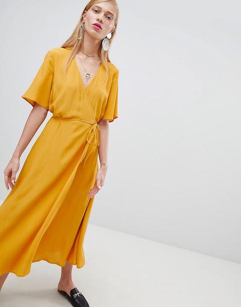 New Look - Vestito Midi A Portafoglio - Giallo