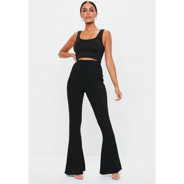 black bandage flared trousers