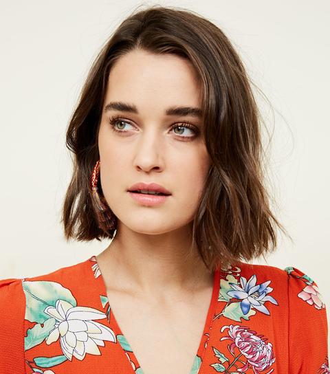 Blue Vanilla Red Floral Tie Sleeve Playsuit New Look
