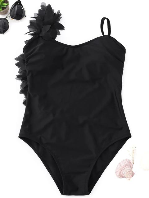Costume Intero Con Fiore Stereo Black