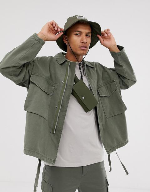 Asos Design Utility Jacket In Khaki-green