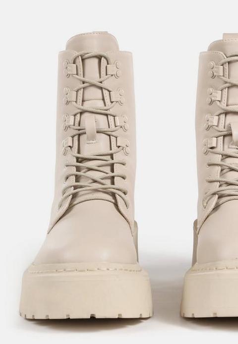 cream lace up ankle boots