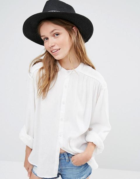 Sombrero Fedora De Paja De Ala Ancha Con Banda Estampada De Liquorish