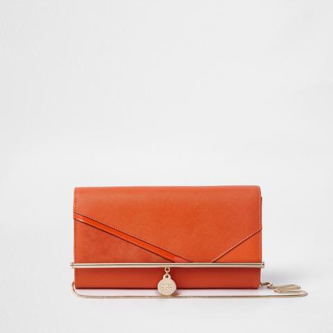 Orange Cutabout Chain Clutch Bag