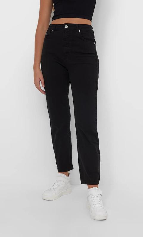 Stradivarius Jeans Mom Slim Noir 34