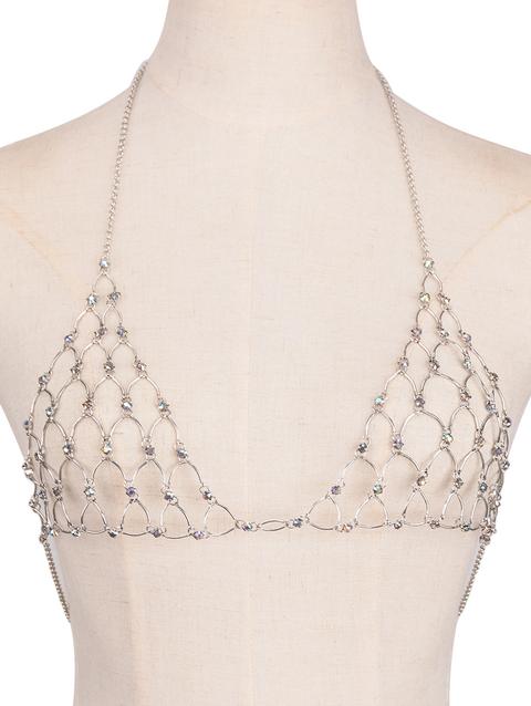 Rhinestoned Triangle Bra Body Chain