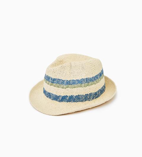 Cappello Di Paglia A Righe Stampate