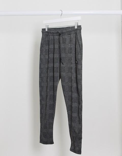 Good For Nothing Tapered Trousers In Grey Heritage Check