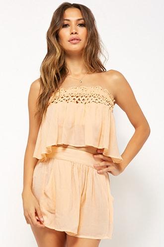 Forever 21 Boho Me Flowy Shorts , Peach