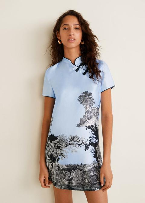 Vestido Estampado Botones