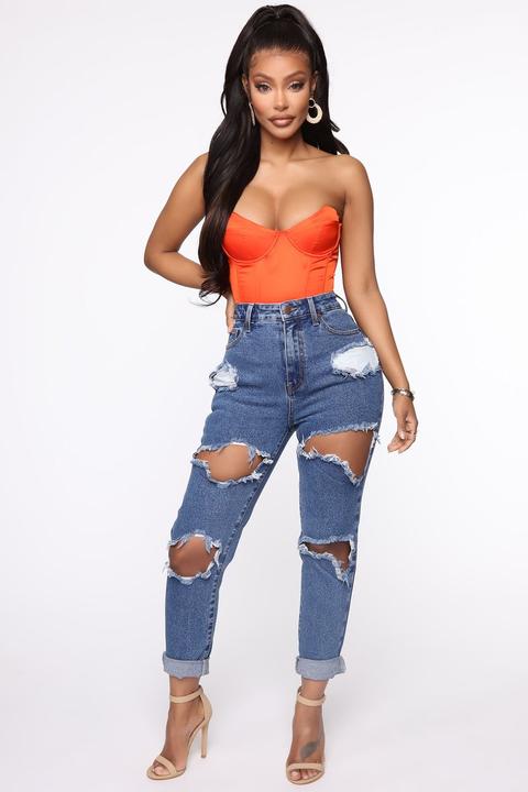 Cara Distressed Boyfriend Jeans - Dark Denim