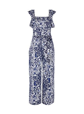 blue leopard print jumpsuit