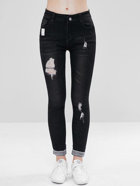 Jeans Strappati Aderenti Black