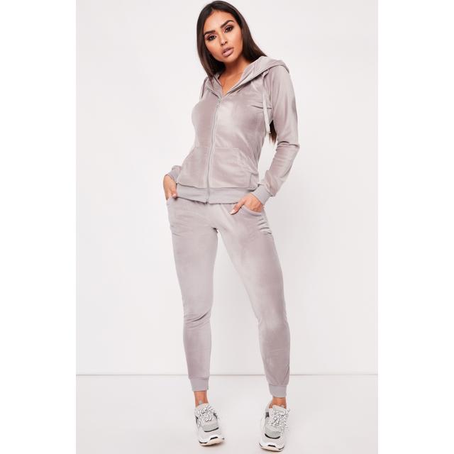 grey velvet tracksuit