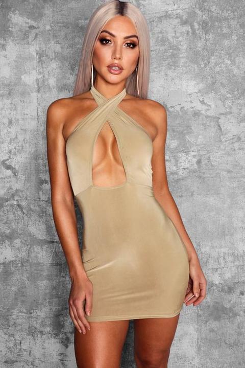 Slinky Twist Front Bodycon Dress