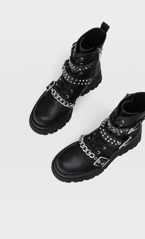 Lace-up Spiky Ankle Boots With Track Sole from Stradivarius on 21 