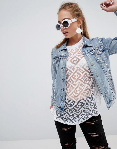 Glamorous - Jeansjacke Mit Ziernieten - Blau
