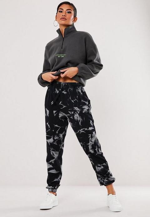 Grey Tie Dye Fleeceback 90's Joggers, Grey