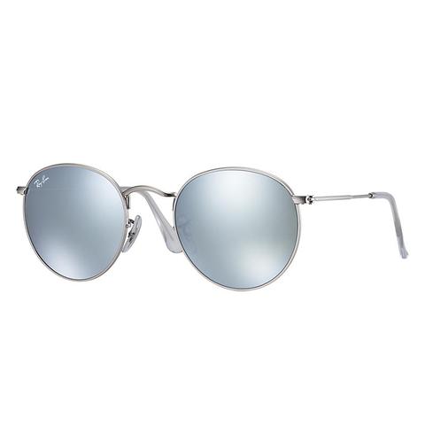 Ray-ban Round Flash Lenses Silver, Gray Lenses - Rb3447