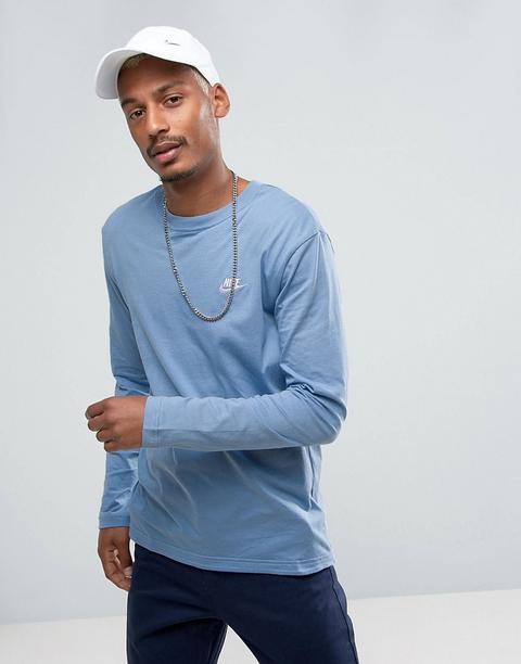 Nike Club Long Sleeve T-shirt In Blue 804413-436