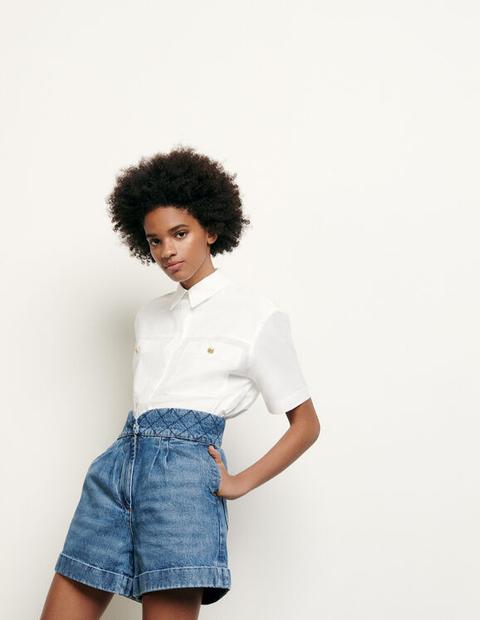 Short En Jean À Ceinture Matelassée