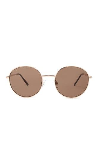 Forever 21 Round Metal Sunglasses Gold/brown