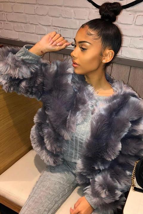 Faux Fur Long Sleeve Coat