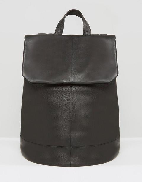 Mochila De Cuero Negro De Asos