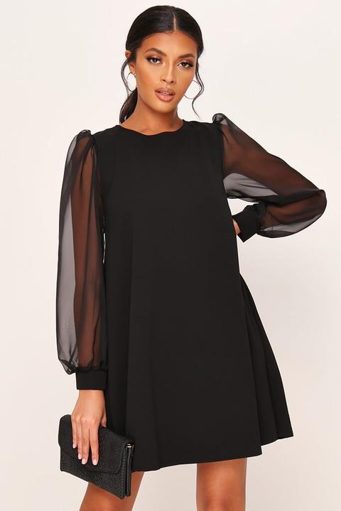 Tie Back Organza Sleeve Dress