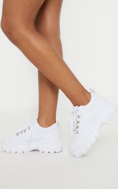 White Flatform Chunky Hiker Trainer, White