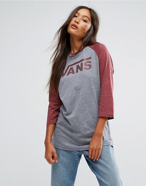 Vans Classic - T-shirt Grigia E Bordeaux Con Maniche Raglan - Multicolore