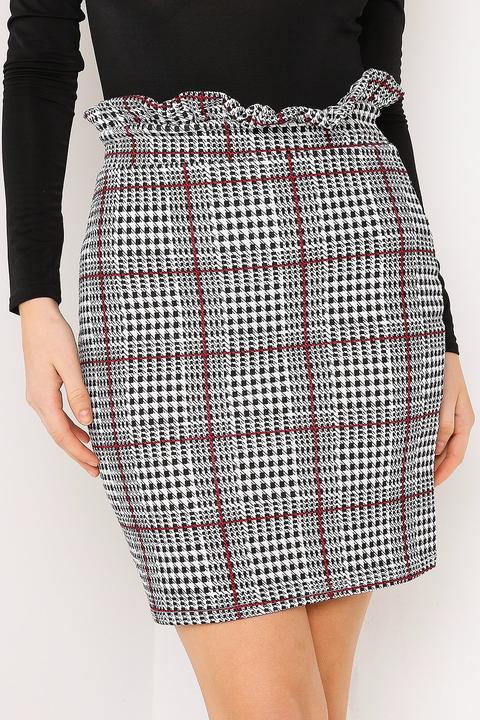 Check Paperbag Waist Skirt