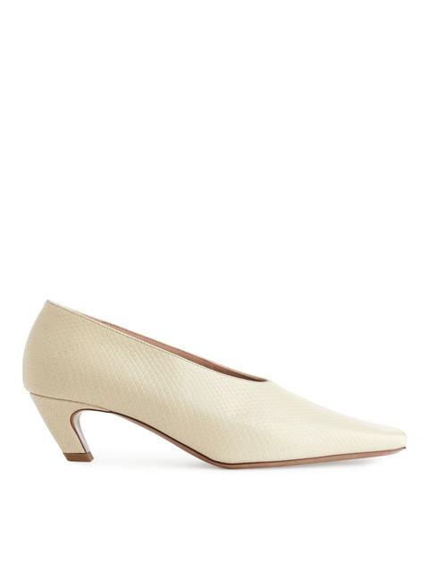 Square-toe Leather Pumps - Yellow