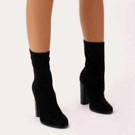 Florence Ankle Boots In Black Faux Suede