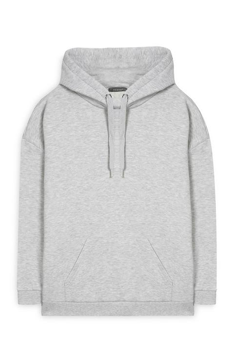 Sudadera Extragrande Gris Con Capucha
