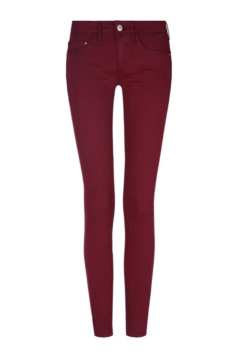 Pantaloni Skinny A Vita Bassa Bordeaux