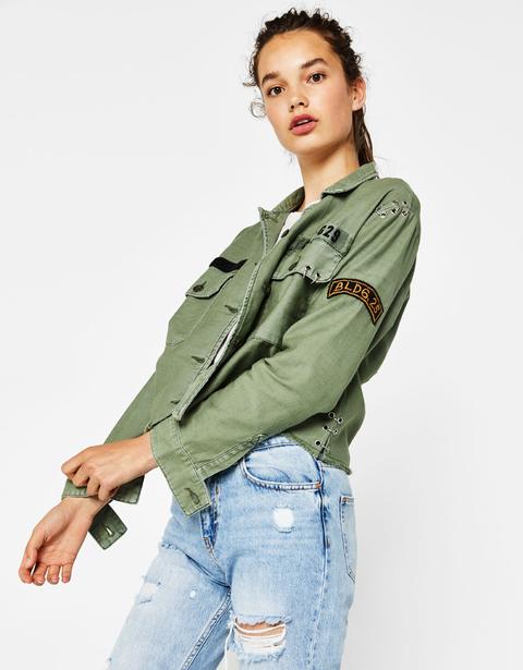 Sobrecamisa Cropped Militar