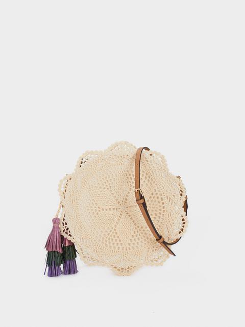 Bolso Bandolera Crochet Con Borlas