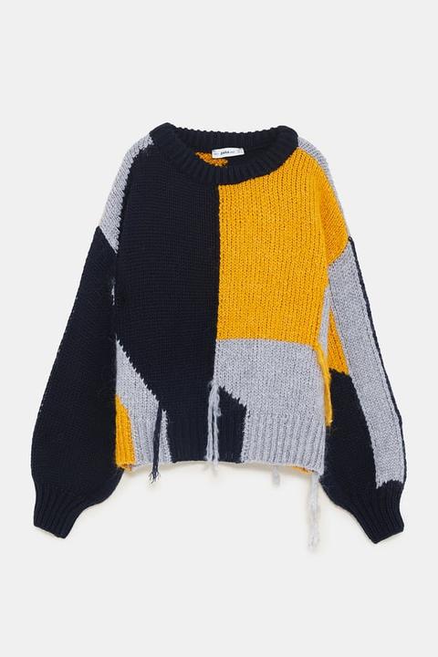 Maglia Con Design A Contrasto Con Frange