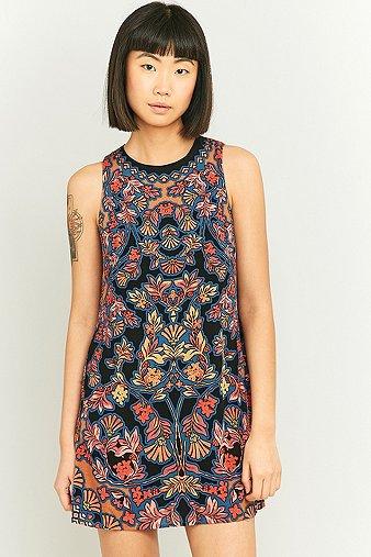 Ecote Guinevere Black Floral Backless Dress - Womens S