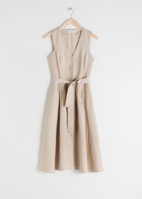 belted linen dress