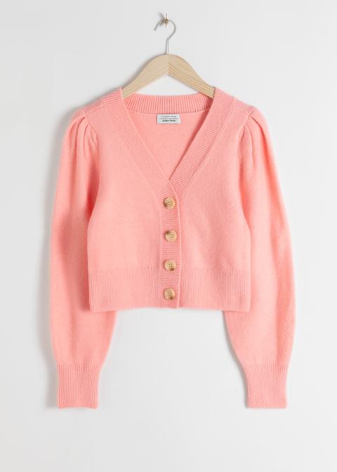 Puff Sleeve Short Cardigan