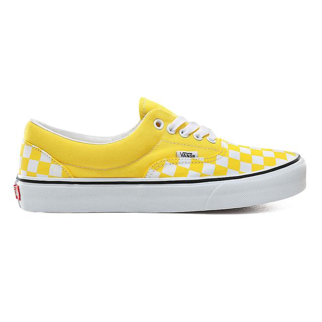 checkerboard vans yellow and black