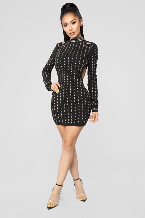 Fashion nova long clearance sleeve black dress