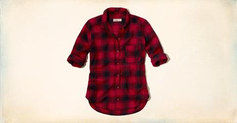 Button Front Plaid Shirt