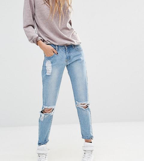 Liquor & Poker - Boyfriend Jeans Effetto Consumato - Blu