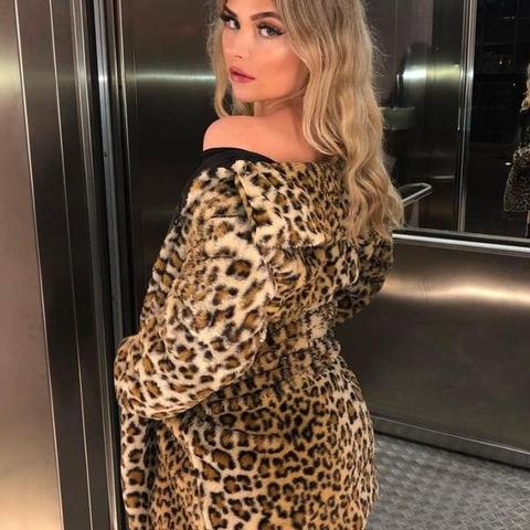 Leopard Faux Fur Mid Length Coat