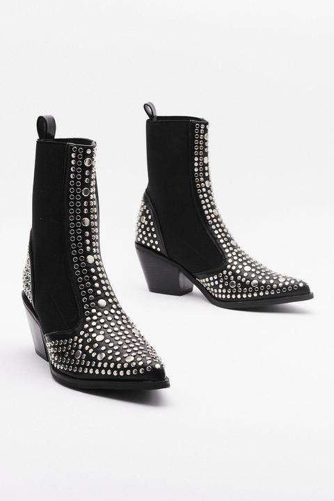 One Point Perspective Studded Chelsea Boots