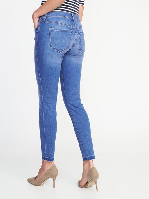 mid rise raw edge rockstar jeans