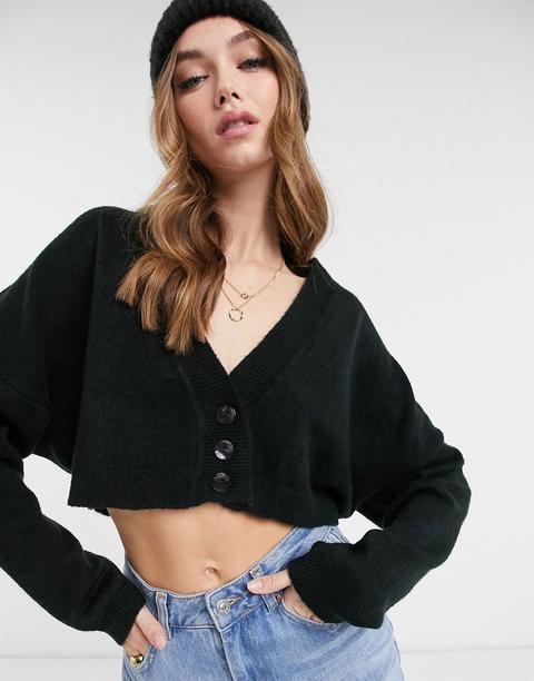 Asos Design - Cardigan Duveteux Coupe Courte - Noir